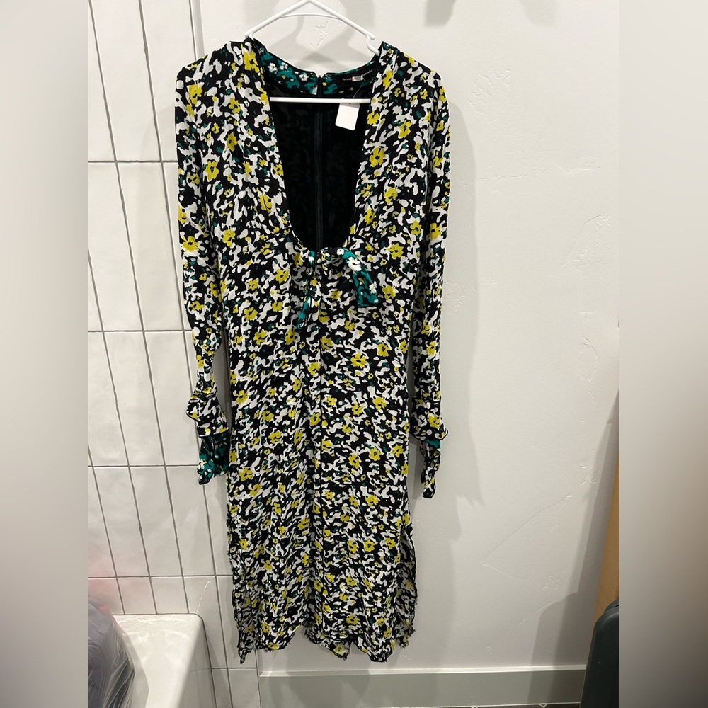 PROENZA SCHOULER Women's Wildflower-Print Georgette Midi Dress Size 4 in Black - Picture 5 of 15
